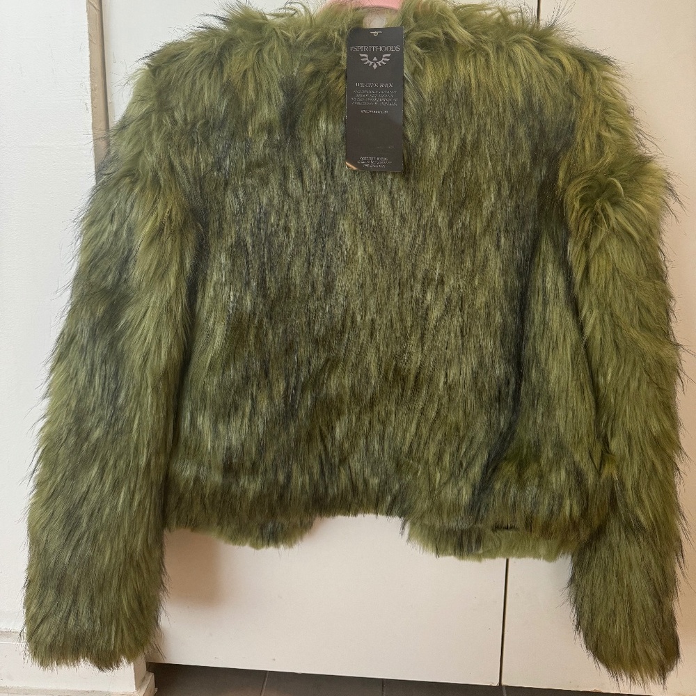 SPIRITHOODS Faux Fur Jade Green Bomber XS